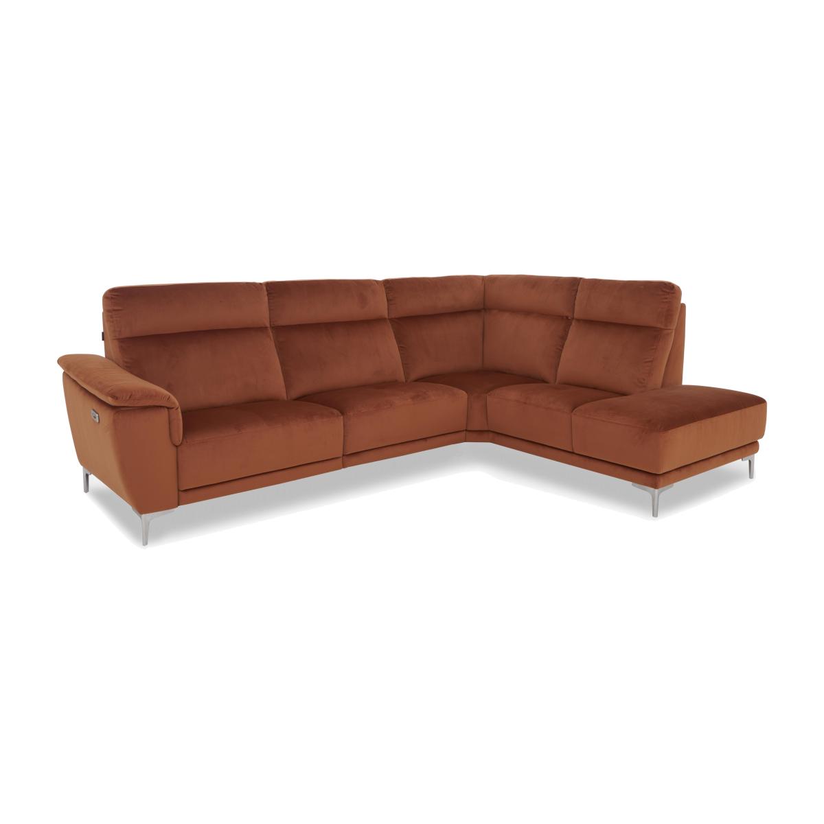 Nicoletti Italia - Amalfi Fabric Right Hand Facing Chaise Power Recliner Sofa - Selma Mattone