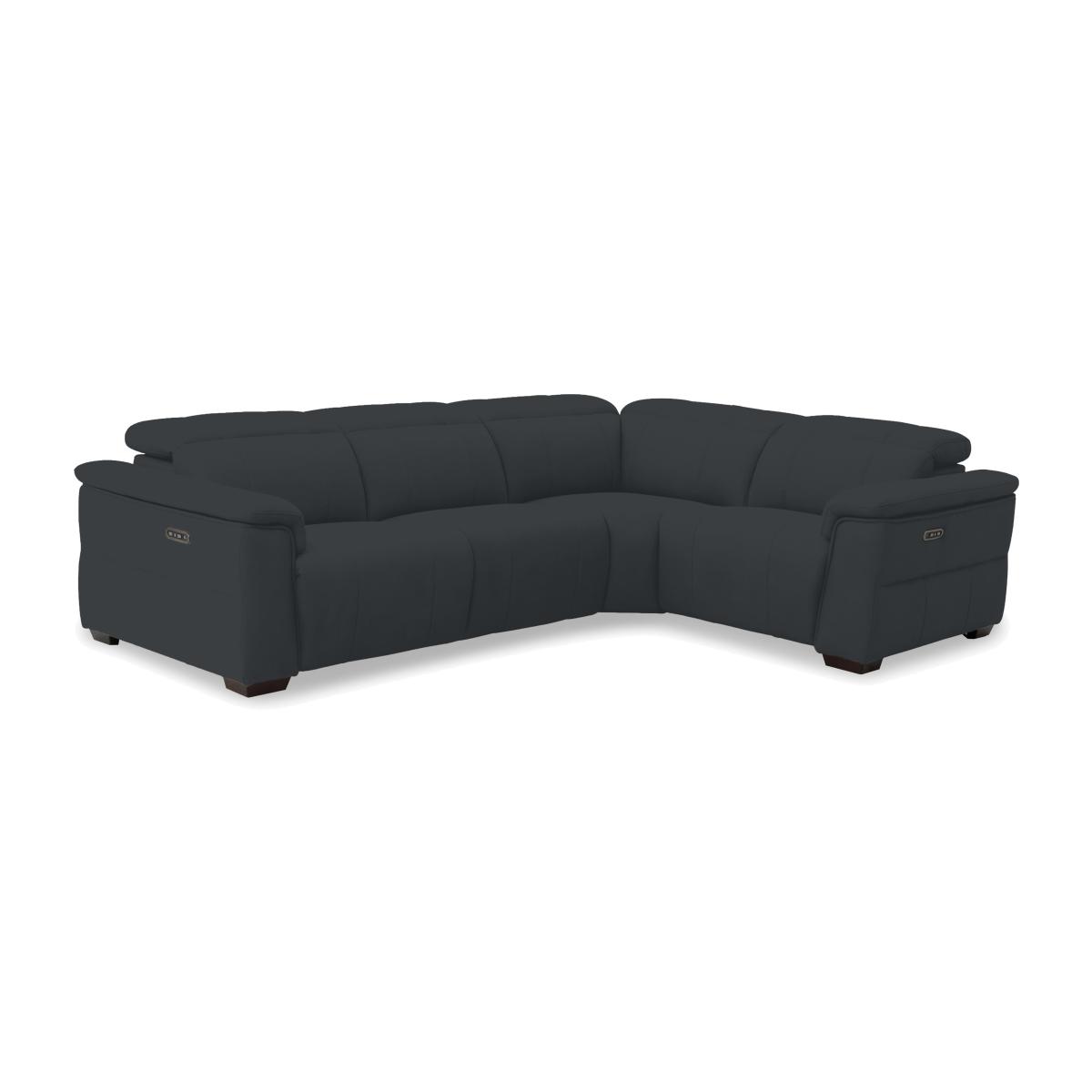 Inca Fabric Double Power Recliner Right Hand Facing Corner Sofa with Power Headrests - Opulence Charcoal