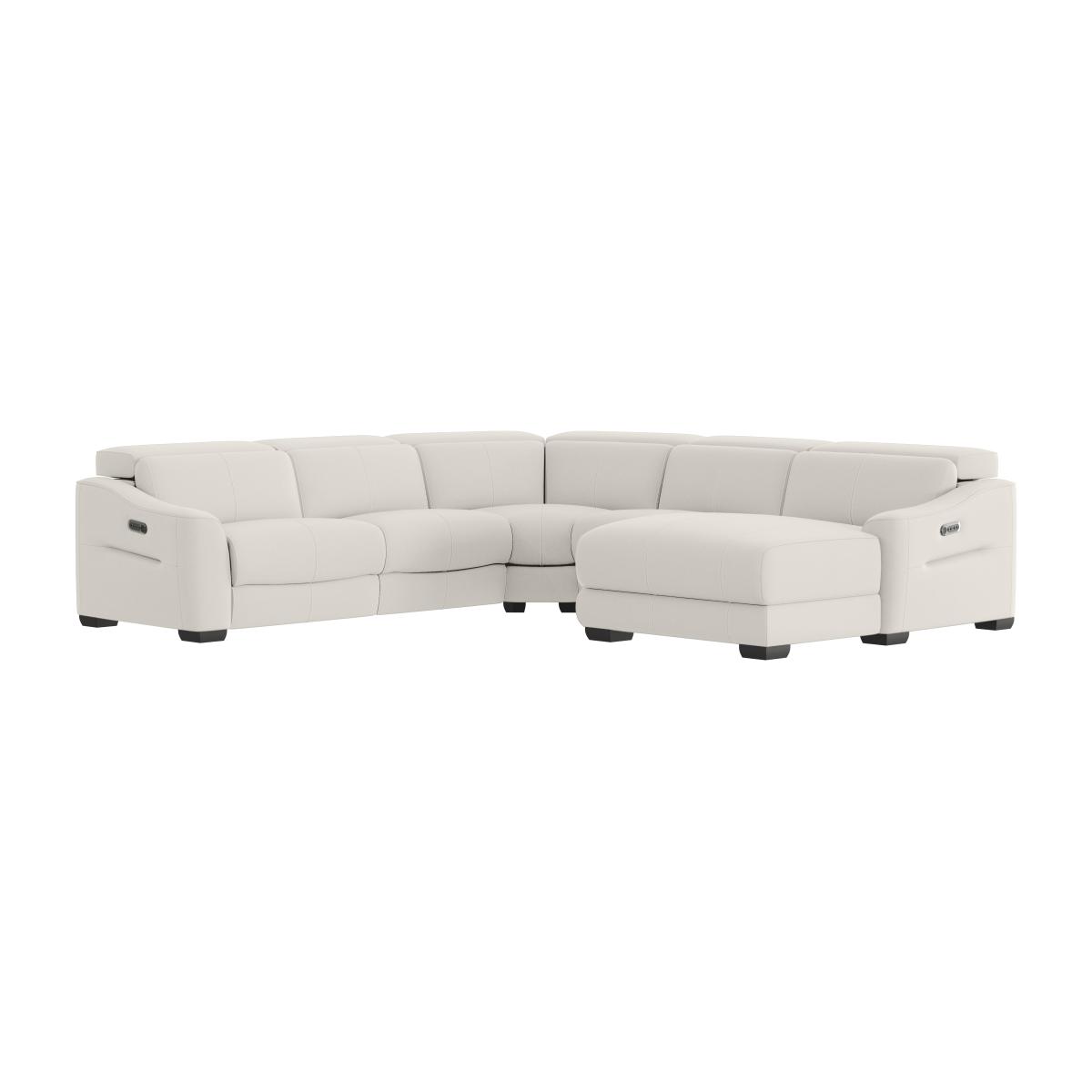 Xavier BV Leather Right Hand Facing Corner Chaise Power Recliner Sofa with Headrests - Frost – image 1