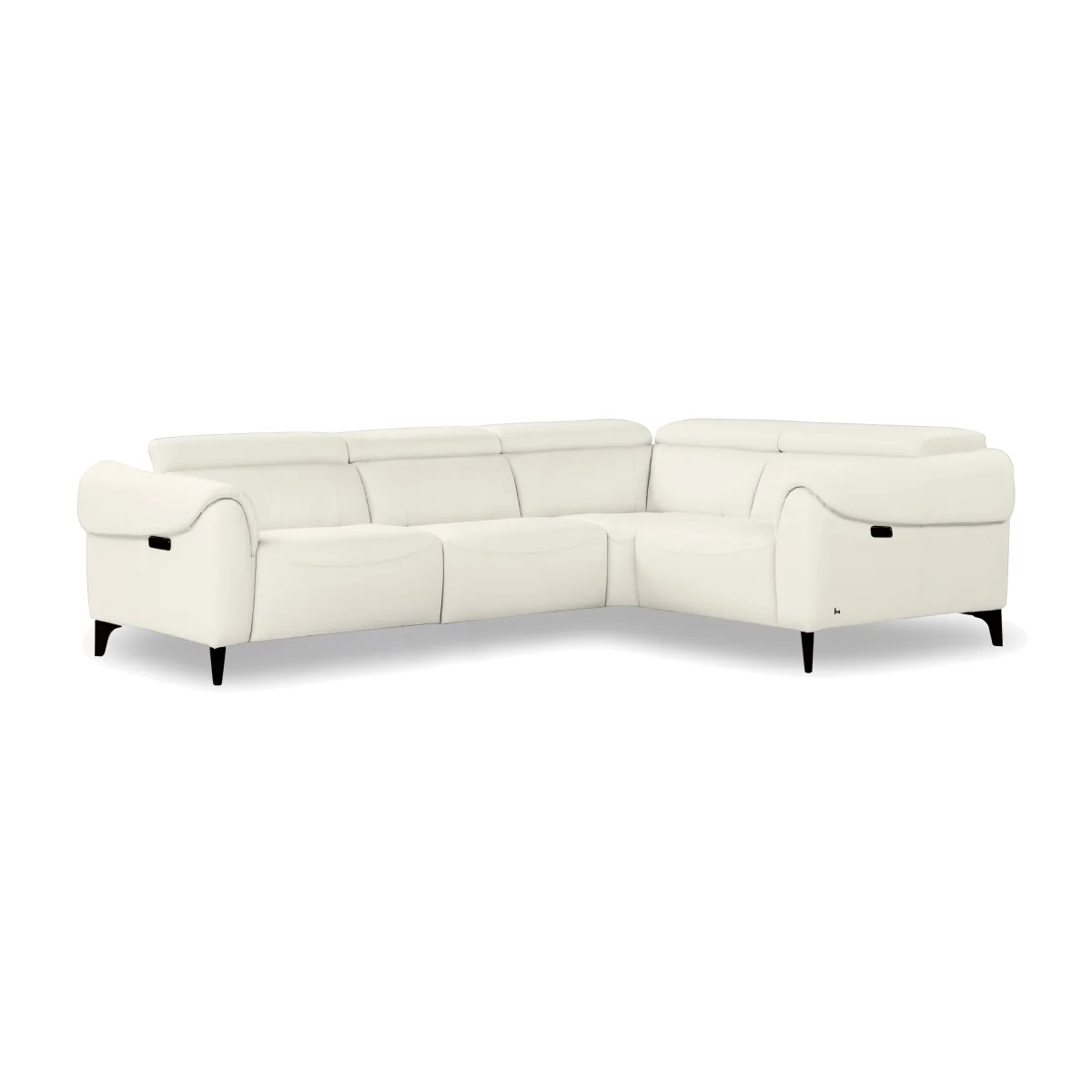 Small Leather Power Recliner Corner Sofa with Power Headrests and Power Lumbar - Torello Bianco Puro - Sofas and Armchairs - In Time for Christmas – image 1