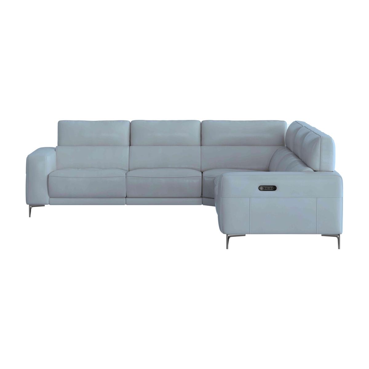 Adama Large NC Leather Power Recliner Left Hand Facing Corner Sofa with Telescopic Headrests - Pearl Blue