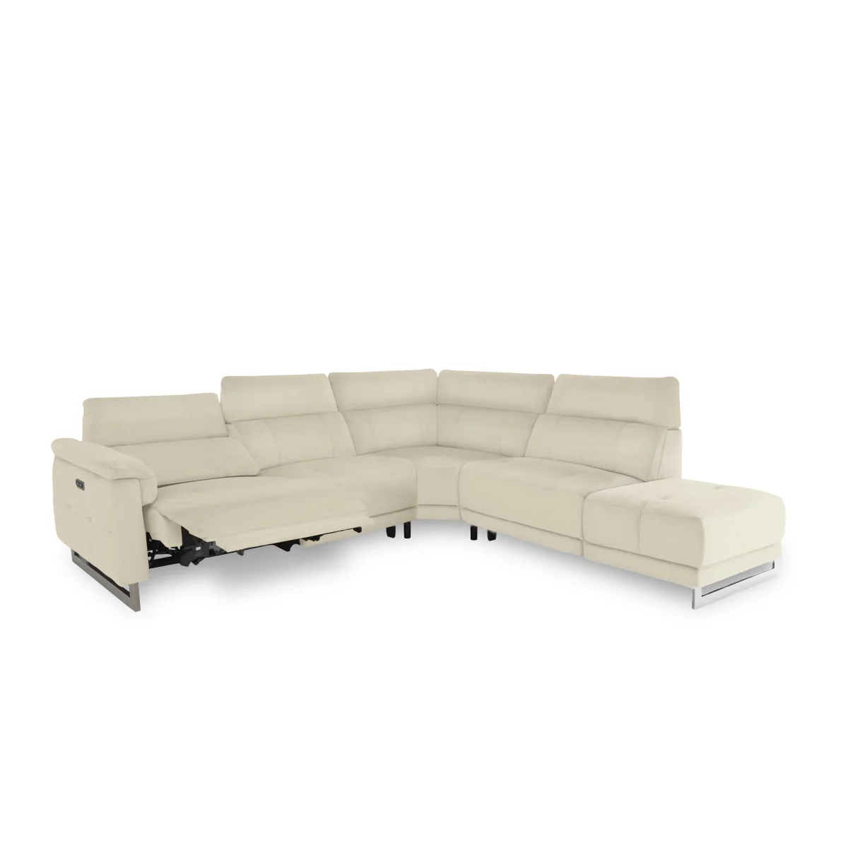 Moet Leather Recliner Chaise End Left Hand Facing Corner Sofa with Telescopic Headrests - Bone China - Sofas and Armchairs - In Time for Christmas – image 2