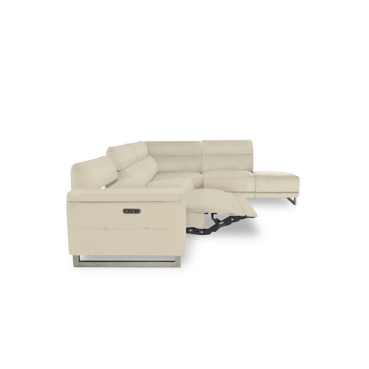 Moet Leather Recliner Chaise End Left Hand Facing Corner Sofa with Telescopic Headrests - Bone China - Sofas and Armchairs - In Time for Christmas – image 5