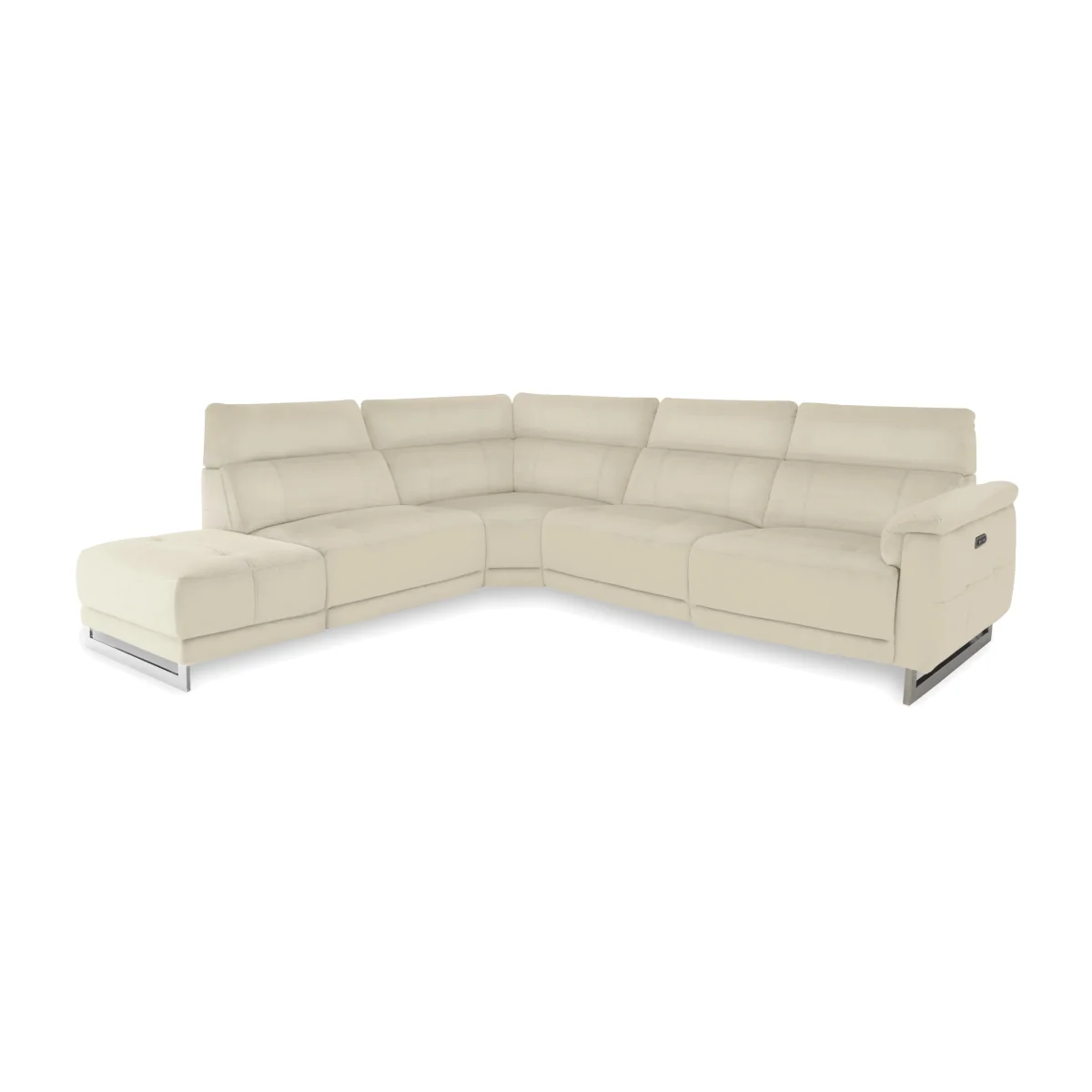 Moet Leather Recliner Chaise End Left Hand Facing Corner Sofa with Telescopic Headrests - Bone China - Sofas and Armchairs - In Time for Christmas – image 1