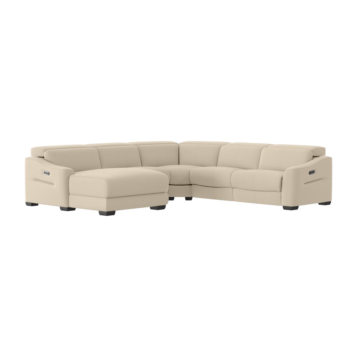 Xavier NC Leather Left Hand Facing Corner Chaise Power Recliner Sofa with Headrests - NC Bisque – image 1