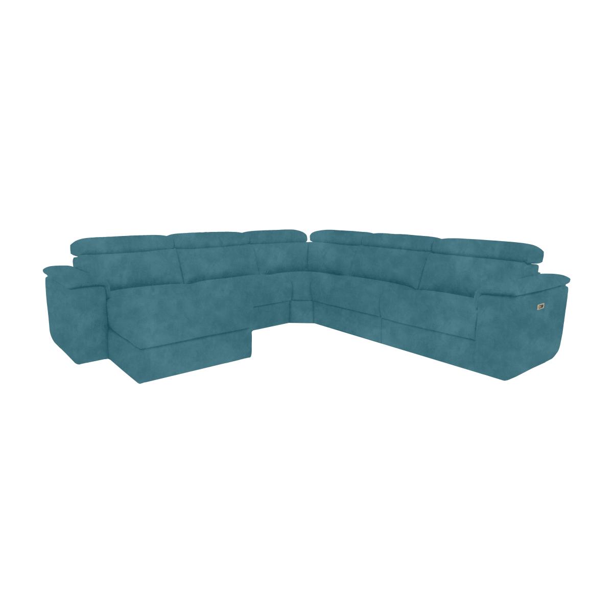 Nicoletti Italia - Davide Large Fabric Left Hand Facing Corner Power Recliner Sofa with Chaise End - Selma Turchese – image 1