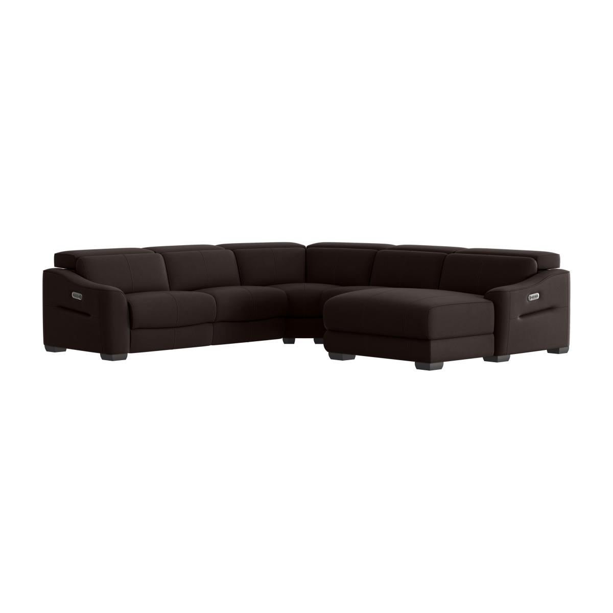 Xavier BV Leather Right Hand Facing Corner Chaise Power Recliner Sofa with Headrests - Dark Chocolate – image 1