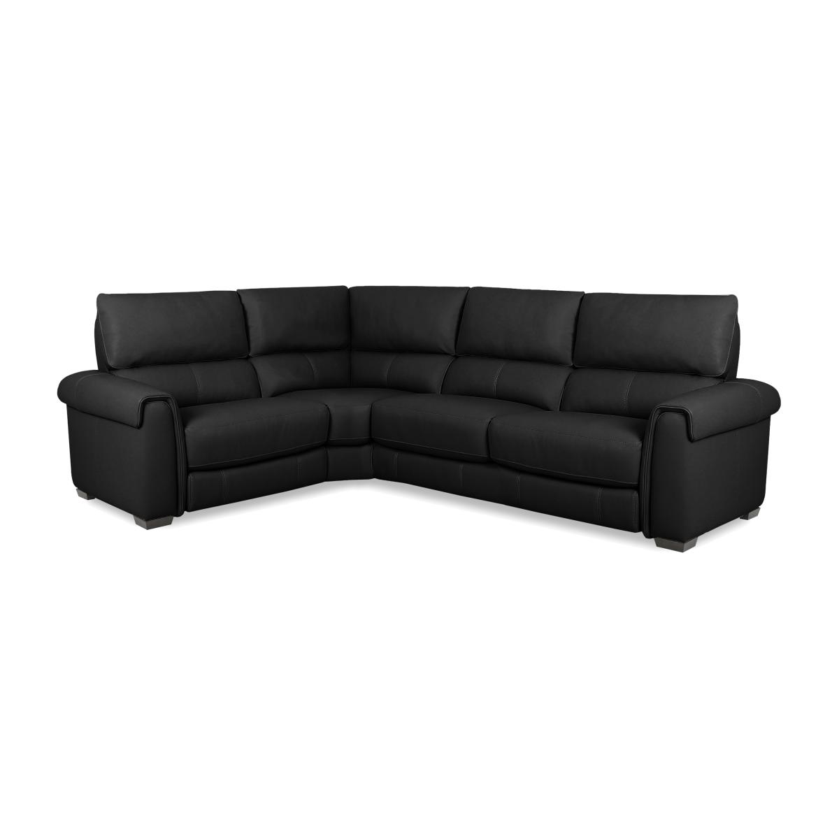 Nixon Leather Left Hand Facing Corner Sofa - Black – image 1