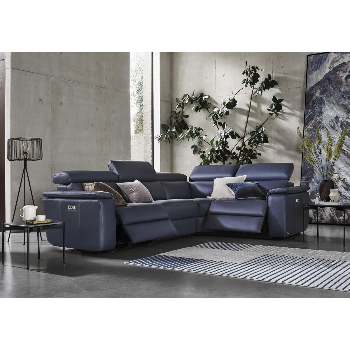 Nicoletti Italia - Davide Small Leather Left Hand Facing Corner Power Recliner Sofa - Torello Cognac – image 2