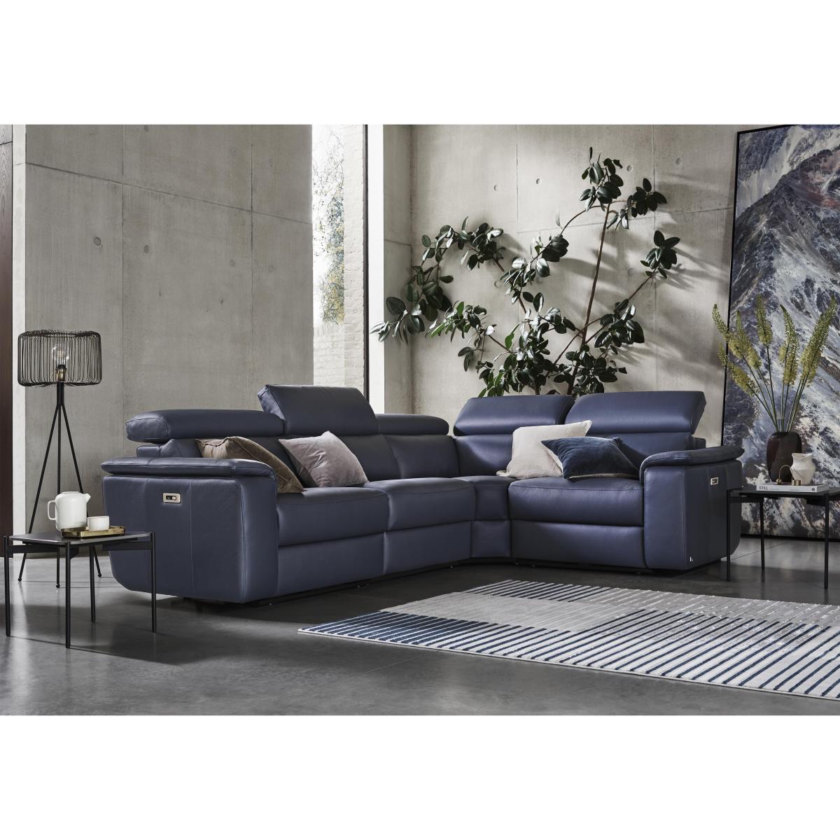 Nicoletti Italia - Davide Small Leather Left Hand Facing Corner Power Recliner Sofa - Torello Cognac – image 3