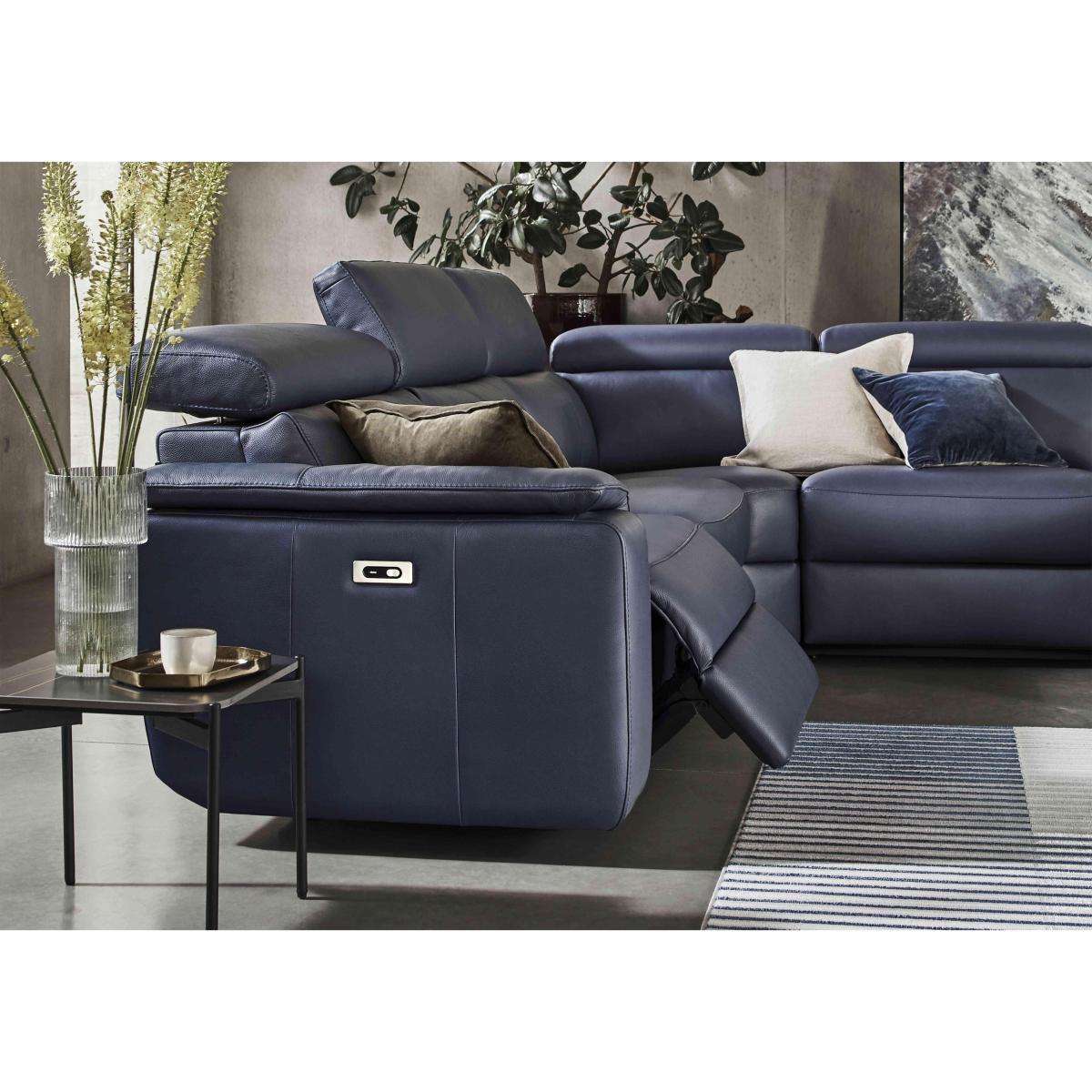 Nicoletti Italia - Davide Small Leather Left Hand Facing Corner Power Recliner Sofa - Torello Cognac – image 4