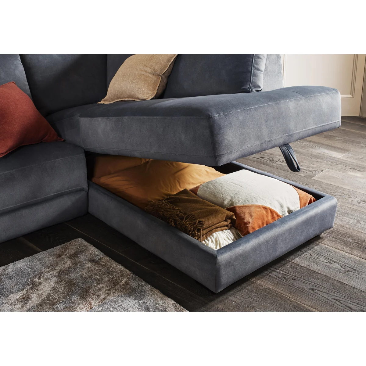 Dinky Fabric Left Hand Facing Corner Sofa with Storage Chaise End - Dexter Pumpkin - Sofas and Armchairs - In Time for Christmas – image 6