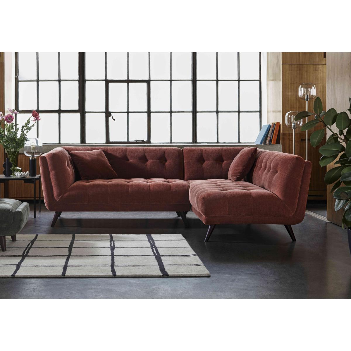 Rene Fabric Chaise End Right Hand Facing Corner Sofa - Heritage Saffron – image 2