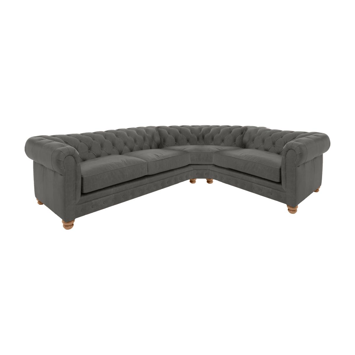 Alexander and James - Chesterfield Collection Hugo Small Leather Right Hand Facing Corner Sofa - Saxon - Oak Feet