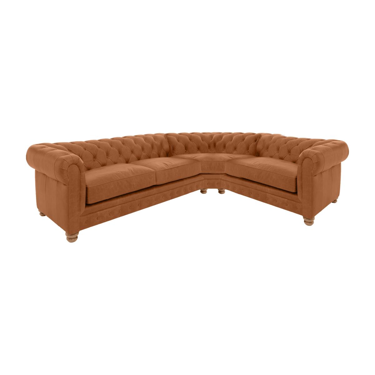 Alexander and James - Chesterfield Collection Hugo Small Leather Right Hand Facing Corner Sofa - Original - Oak Feet