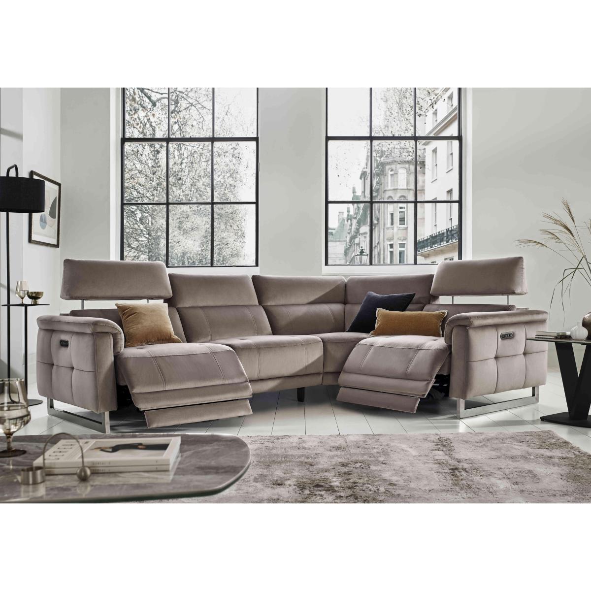 Moet Fabric Power Recliner Right Hand Facing Corner Sofa with Telescopic Headrests - Anivia Khaki – image 3