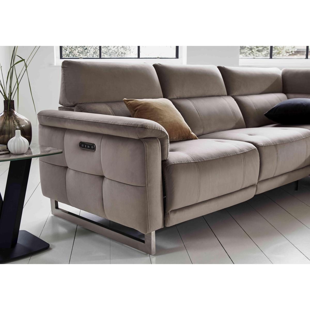 Moet Fabric Power Recliner Right Hand Facing Corner Sofa with Telescopic Headrests - Anivia Khaki – image 4