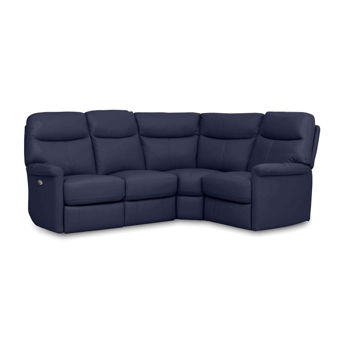 Compact Collection Lille Leather Power Recliner Right Hand Facing Corner Sofa - Ocean