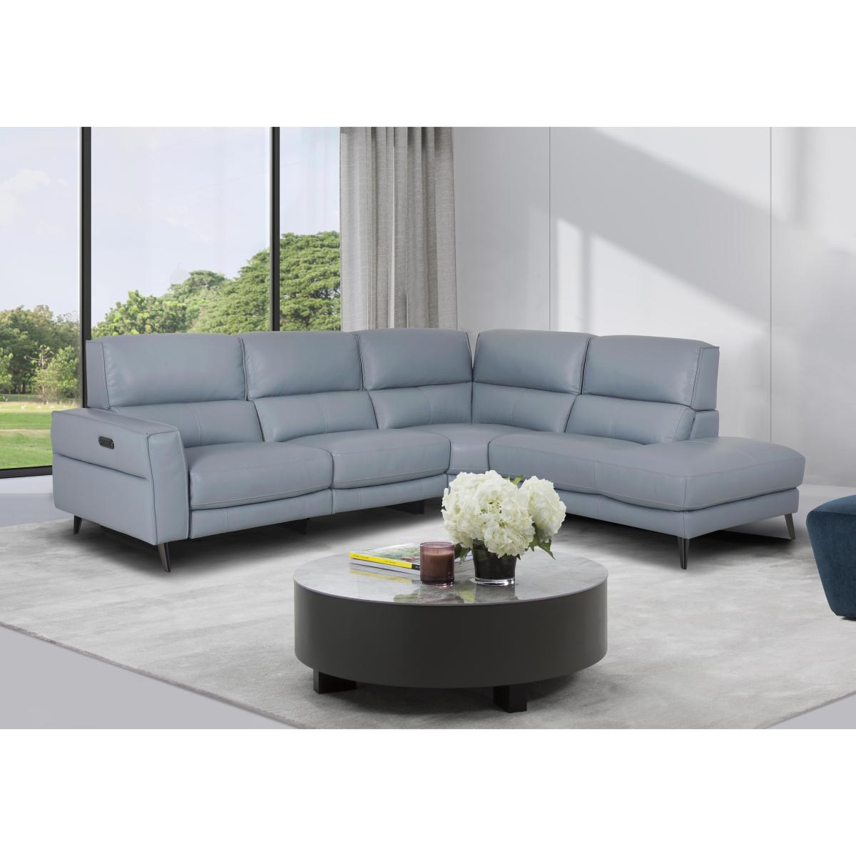 Axel BV Leather Left Hand Facing Chaise End Power Recliner Sofa - Dark Chocolate – image 2