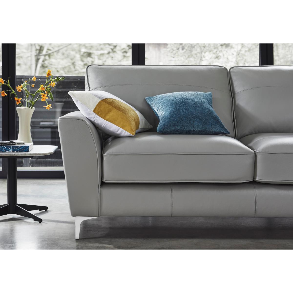 Legend Classic Back Leather Right Hand Facing Corner Sofa with Chrome Feet with Chrome Feet - Verona Grey – image 4
