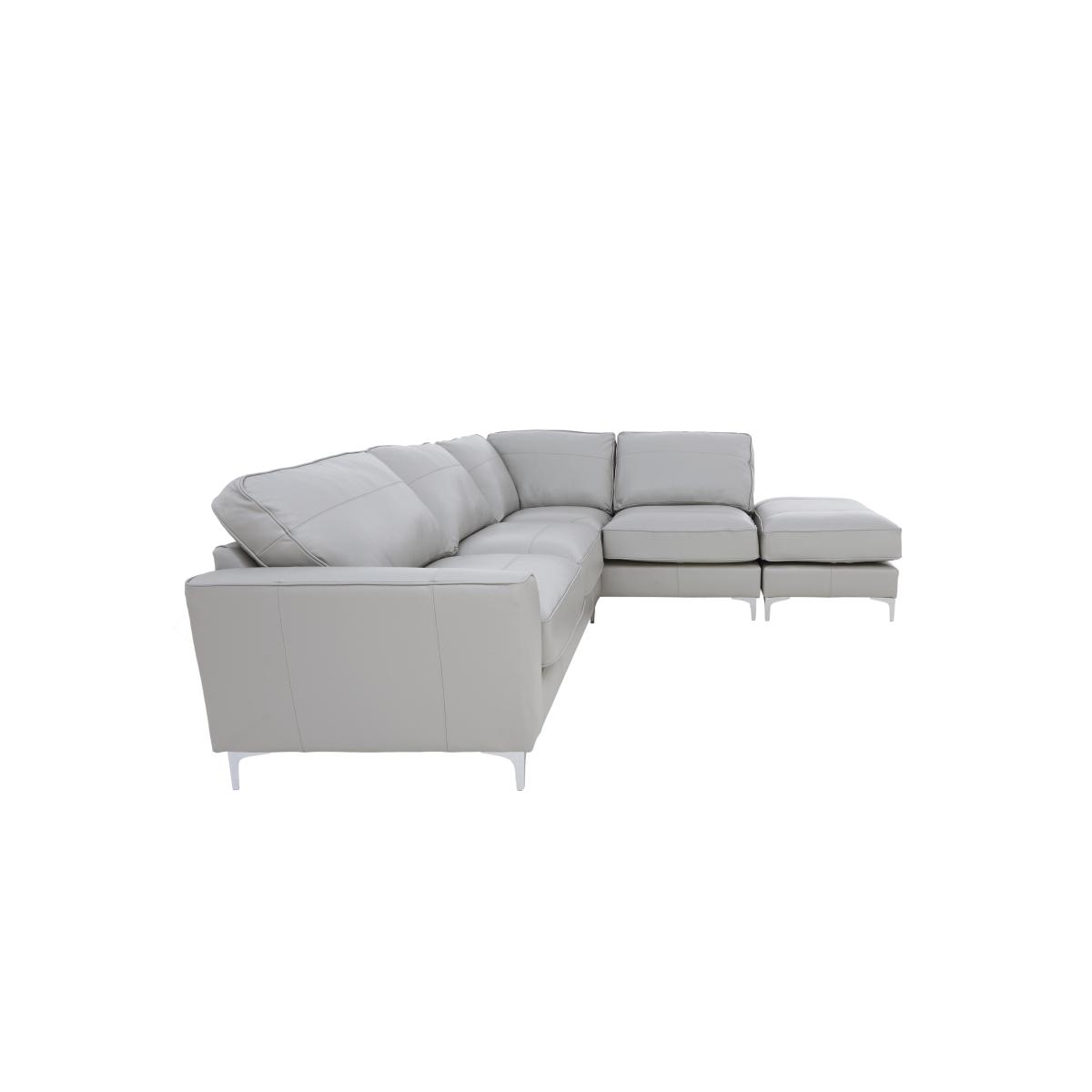 Legend Classic Back Leather Right Hand Facing Corner Sofa with Chrome Feet with Chrome Feet - Verona Grey – image 9