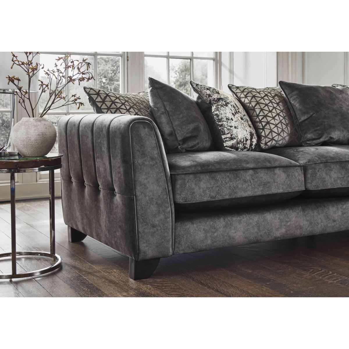 Ariana Fabric Pillow Back Right Hand Facing Chaise End Sofa with Brass Insert - Dapple Mink – image 3