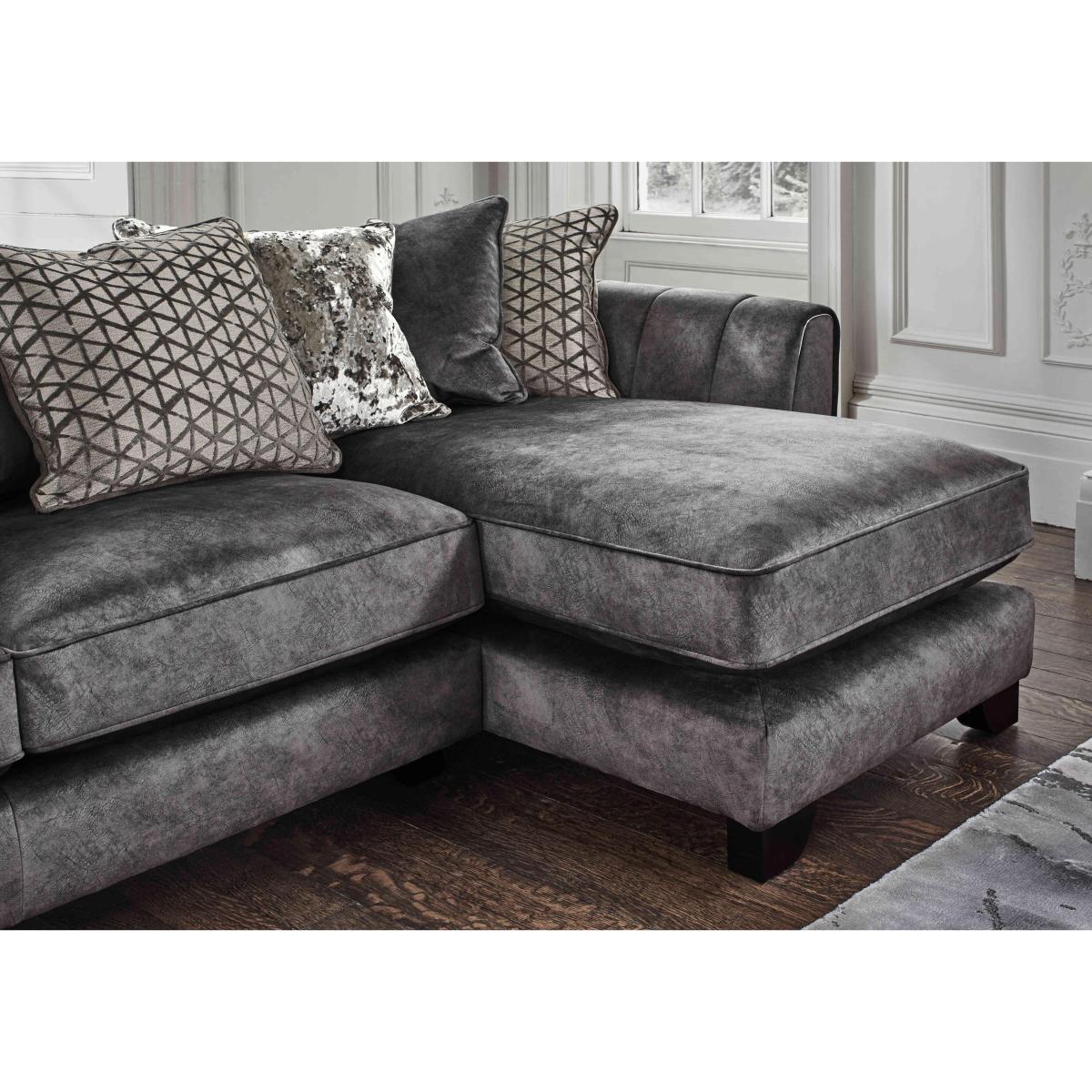 Ariana Fabric Pillow Back Right Hand Facing Chaise End Sofa with Brass Insert - Dapple Mink – image 5