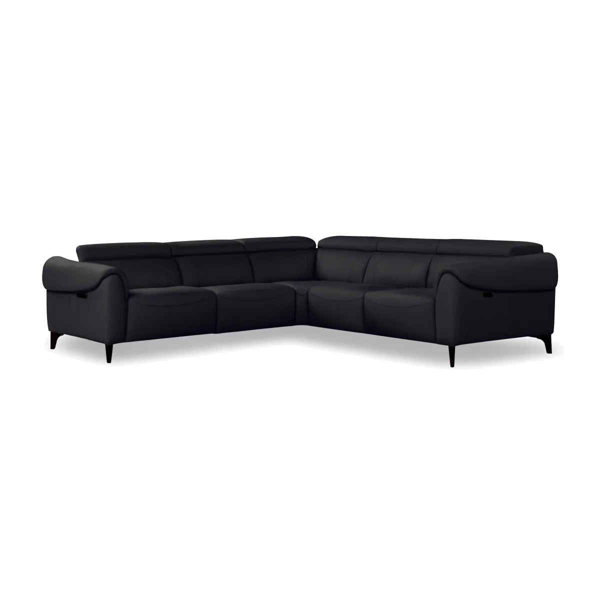 Nicole Large Leather Power Recliner Corner Sofa with Power Headrests and Power Lumbar - Torello Nero - Sofas and Armchairs - In Time for Christmas – image 1