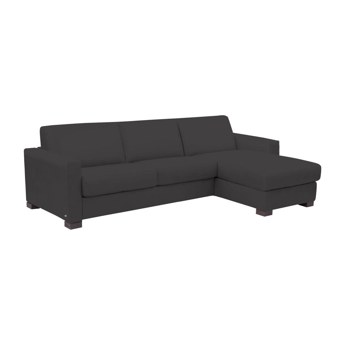 Nicoletti - Alcova 3 Seater Leather Sofa Bed with Storage Right Hand Facing Chaise and Box Arms - Botero Nero – image 1