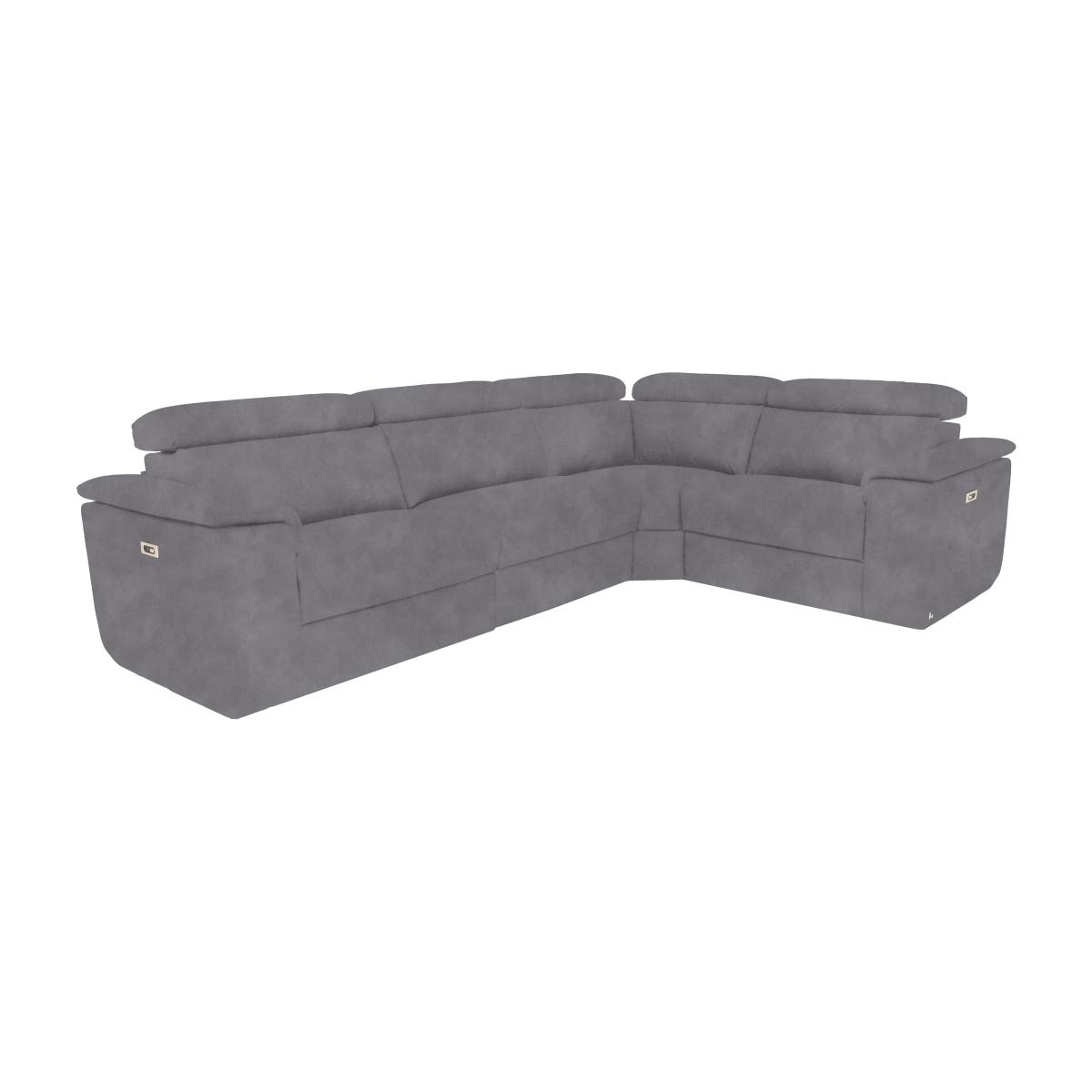 Nicoletti Italia - Davide Small Fabric Right Hand Facing Corner Sofa with Power Recliner - Selma Topo – image 1
