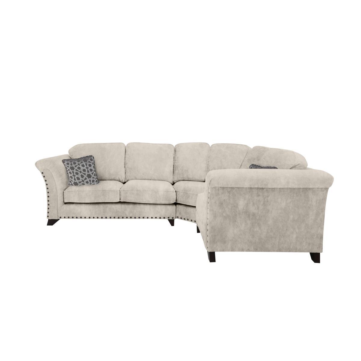 Holly Small Fabric Classic Back Corner Sofa With Studs - Beige – image 3