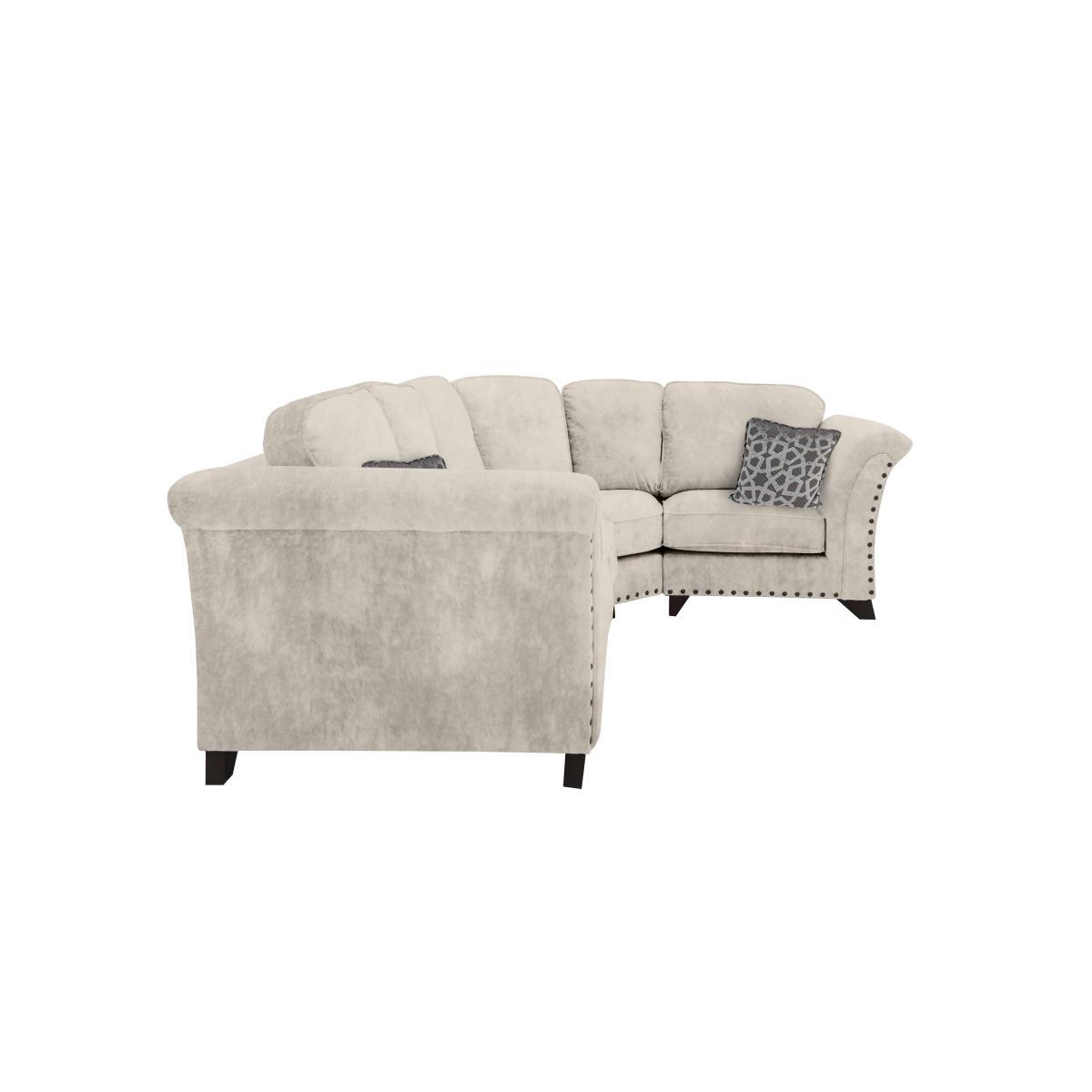 Holly Small Fabric Classic Back Corner Sofa With Studs - Beige – image 4