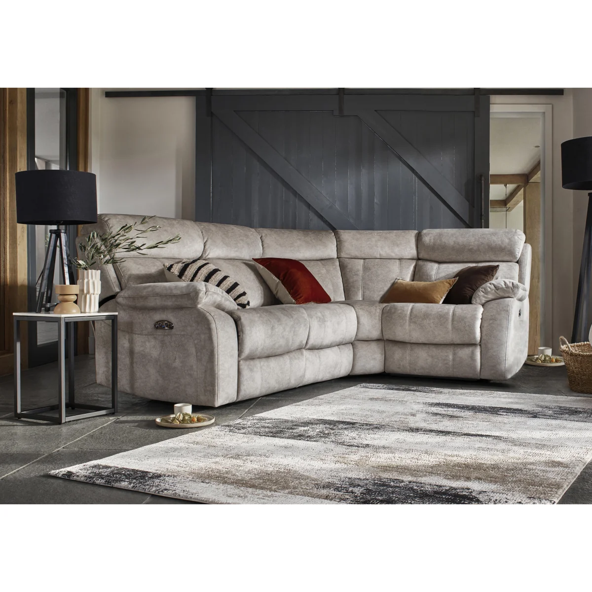 Moreno Small Fabric Power Recliner Right Hand Facing Corner Sofa with Power Headrests - R29 Mink - Sofas and Armchairs - In Time for Christmas – image 2