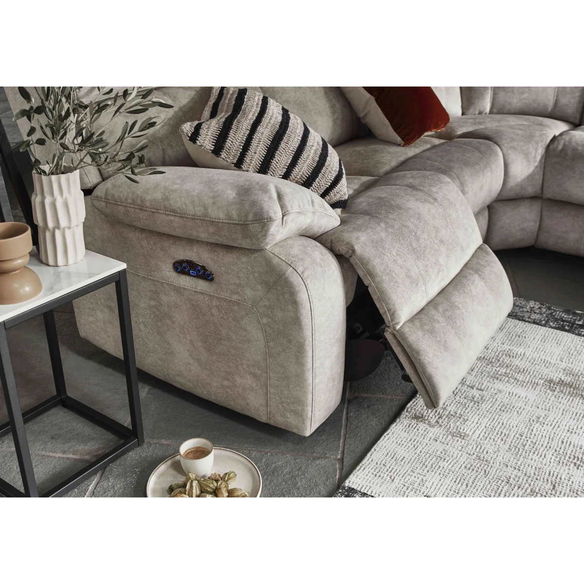 Moreno Small Fabric Power Recliner Right Hand Facing Corner Sofa with Power Headrests - R29 Mink - Sofas and Armchairs - In Time for Christmas – image 4