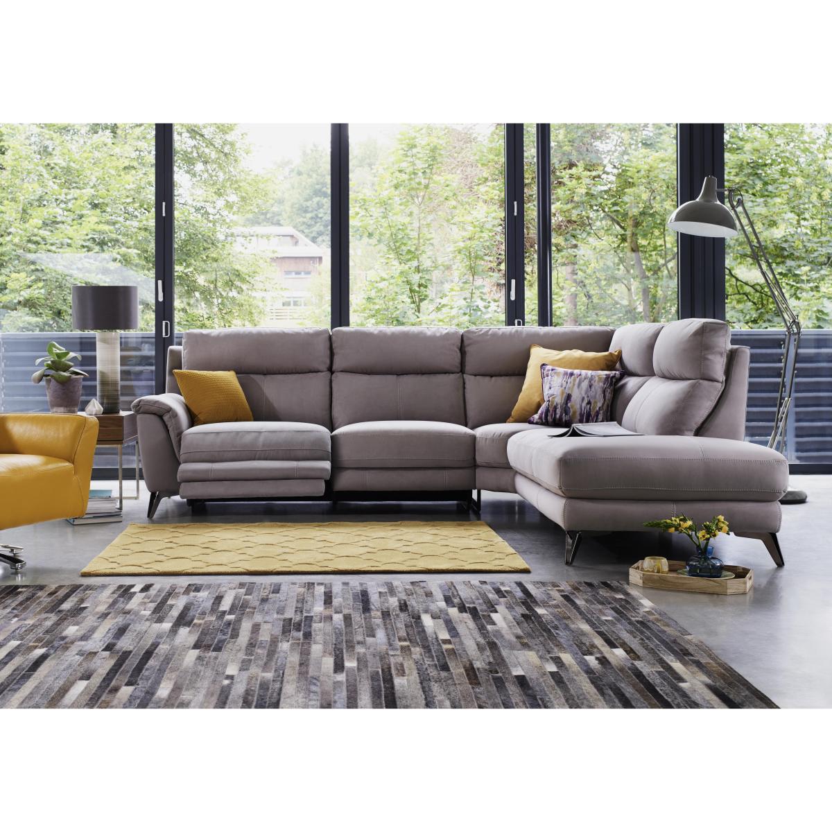 Contempo 3 Seater Left Hand Facing Chaise End Fabric Power Recliner Sofa - Bluish Grey – image 2