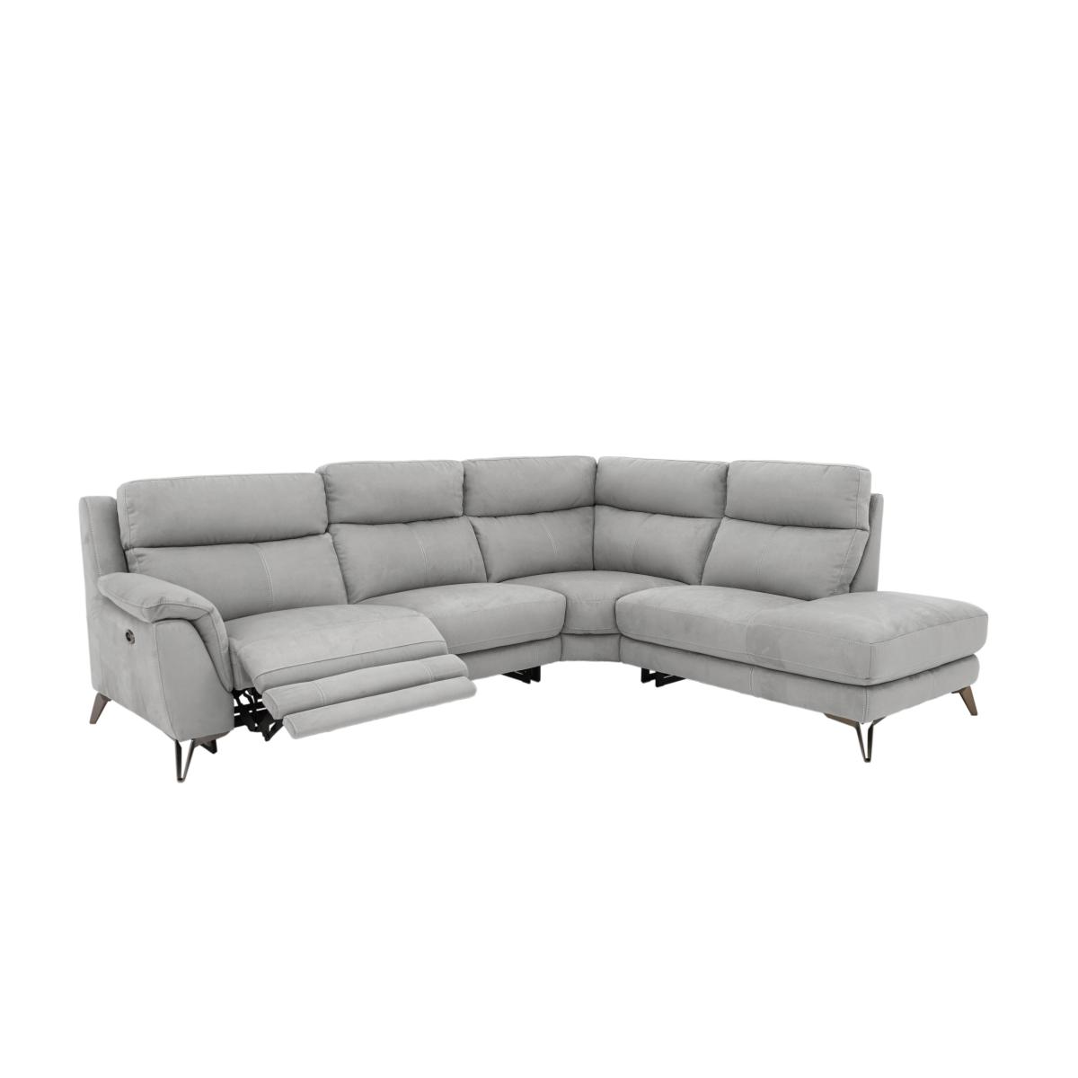 Contempo 3 Seater Left Hand Facing Chaise End Fabric Power Recliner Sofa - Bluish Grey – image 4