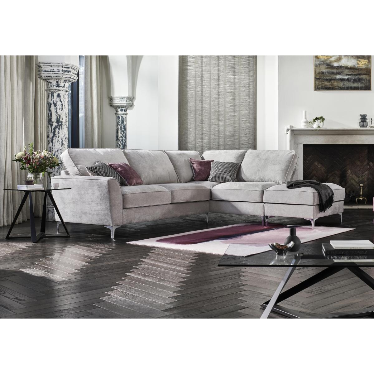 Legend Classic Back Fabric Right Hand Facing Corner Sofa - Kingston Silver – image 2