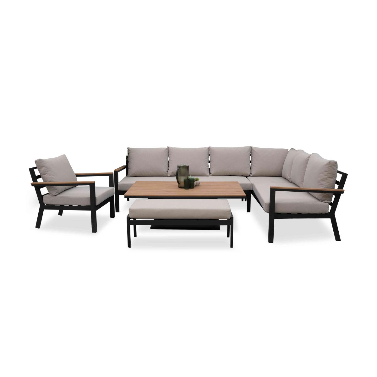 Bloom Right Hand Facing Corner Sofa Set with Rectangular Rising Dining Table, Armchair and Stool – image 6