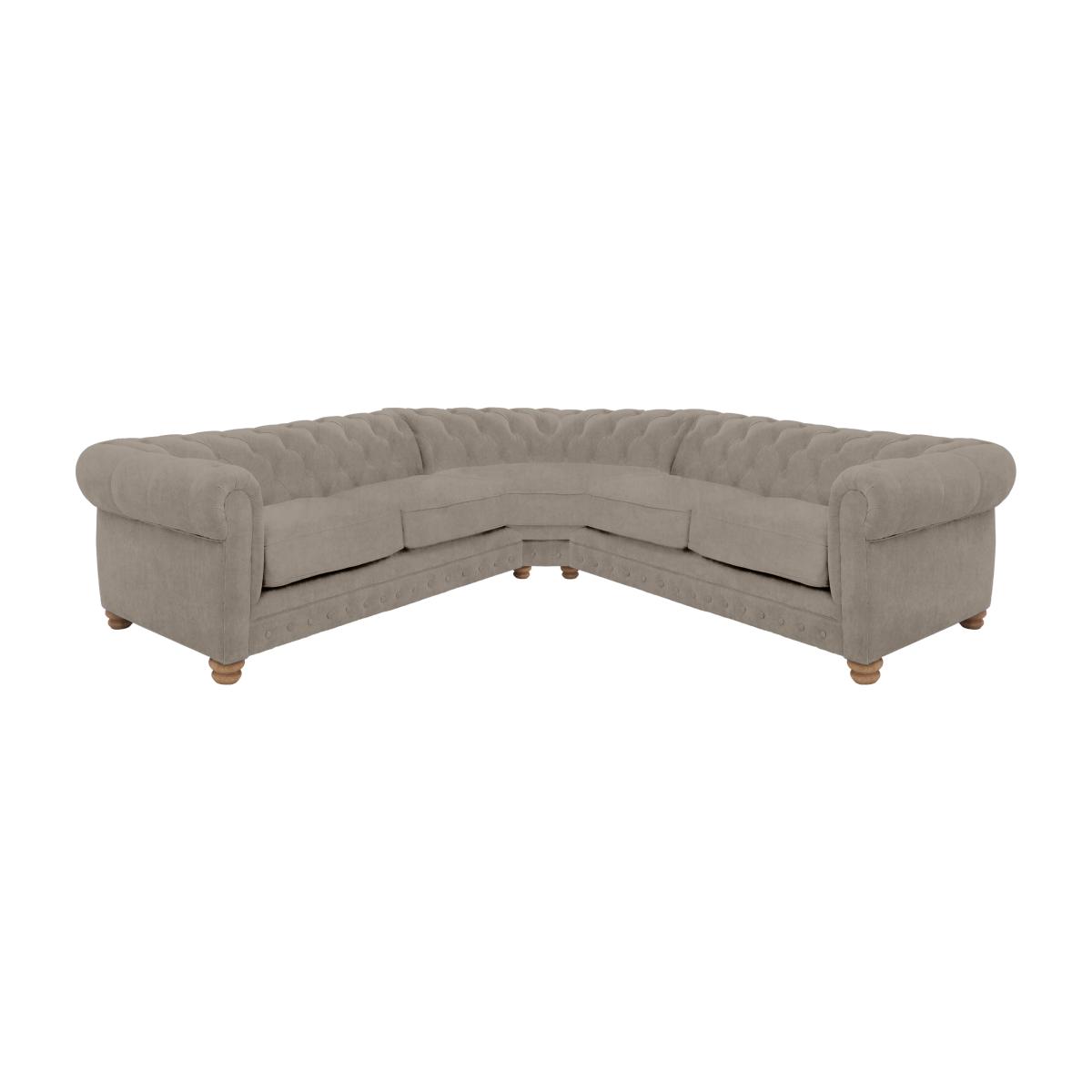 Alexander and James - Chesterfield Collection Hugo Large Fabric Corner Sofa - Silver - Oak Feet