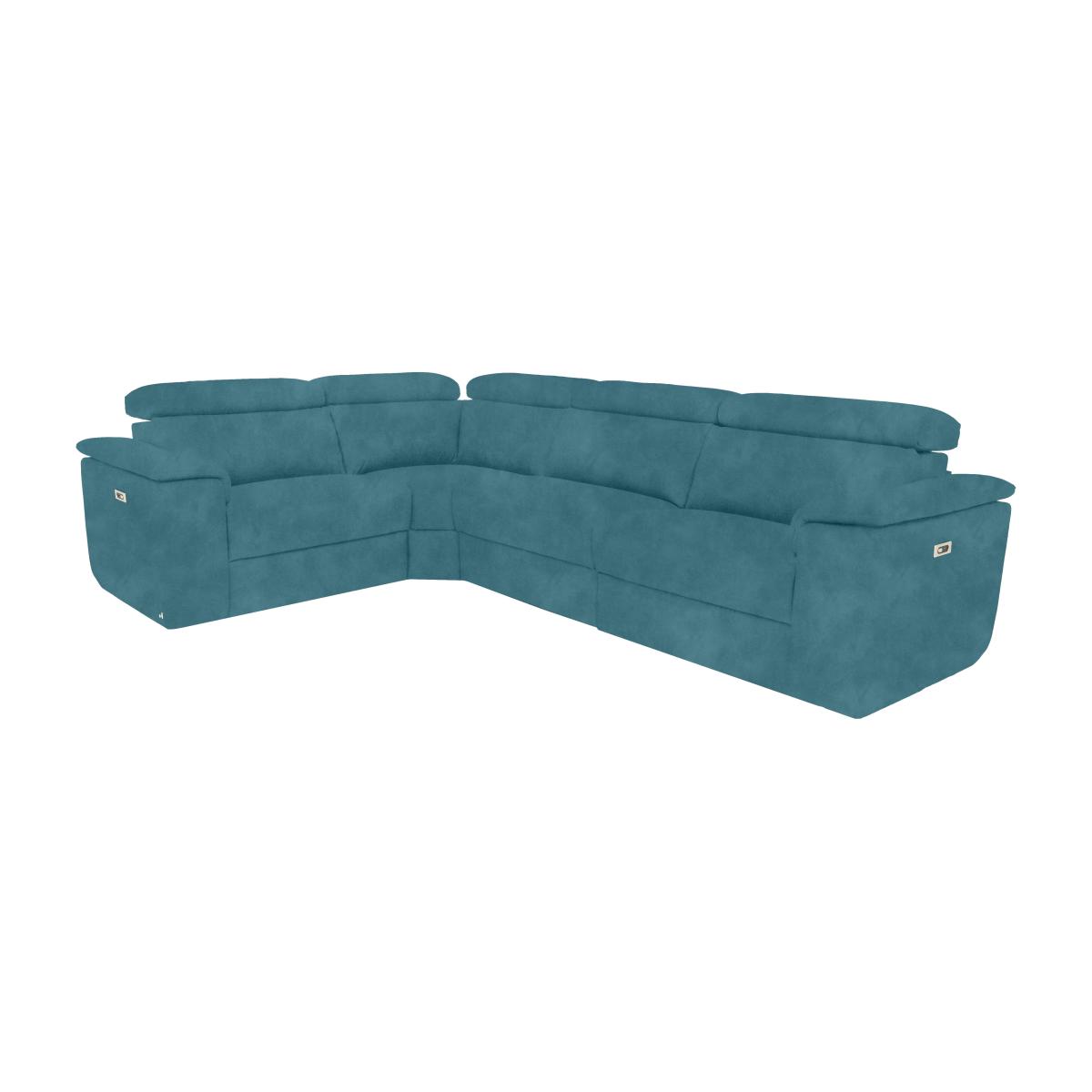 Nicoletti Italia - Davide Small Fabric Left Hand Facing Corner Sofa with Power Recliner - Selma Turchese – image 1