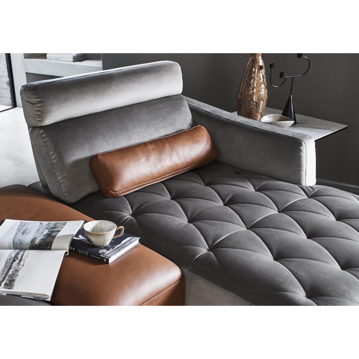 Nicoletti - Bellini Fabric Corner Chaise Sofa with Leather Console - Grey – image 3