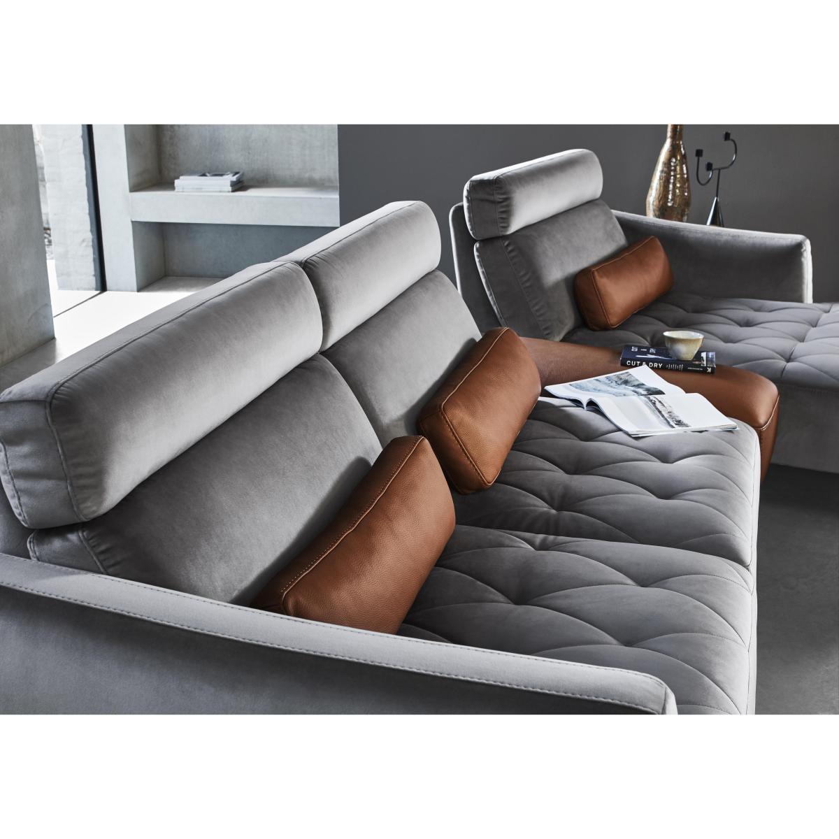 Nicoletti - Bellini Fabric Corner Chaise Sofa with Leather Console - Grey – image 4