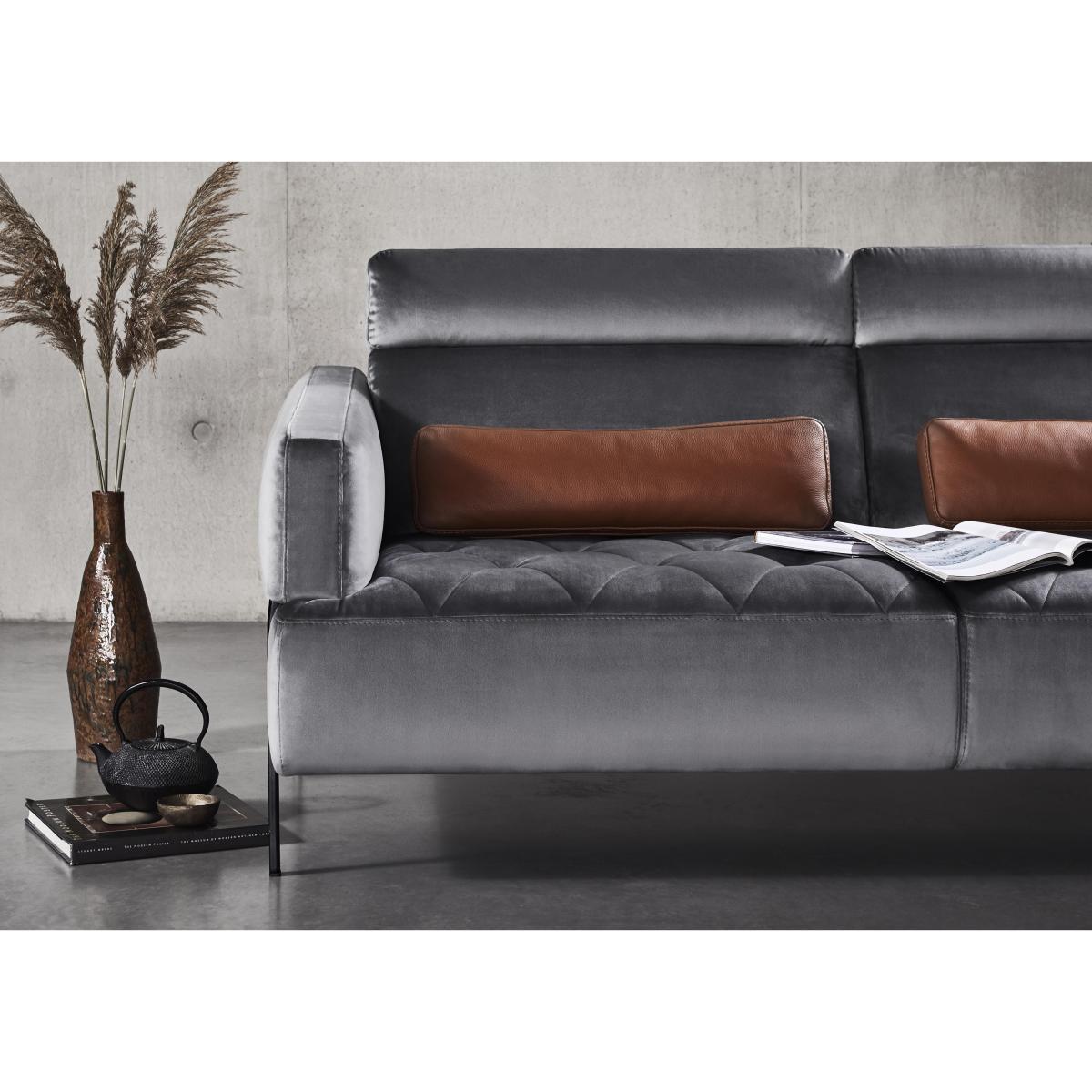 Nicoletti - Bellini Fabric Corner Chaise Sofa with Leather Console - Grey – image 5