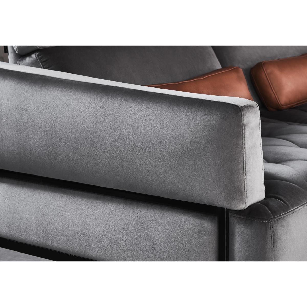 Nicoletti - Bellini Fabric Corner Chaise Sofa with Leather Console - Grey – image 6