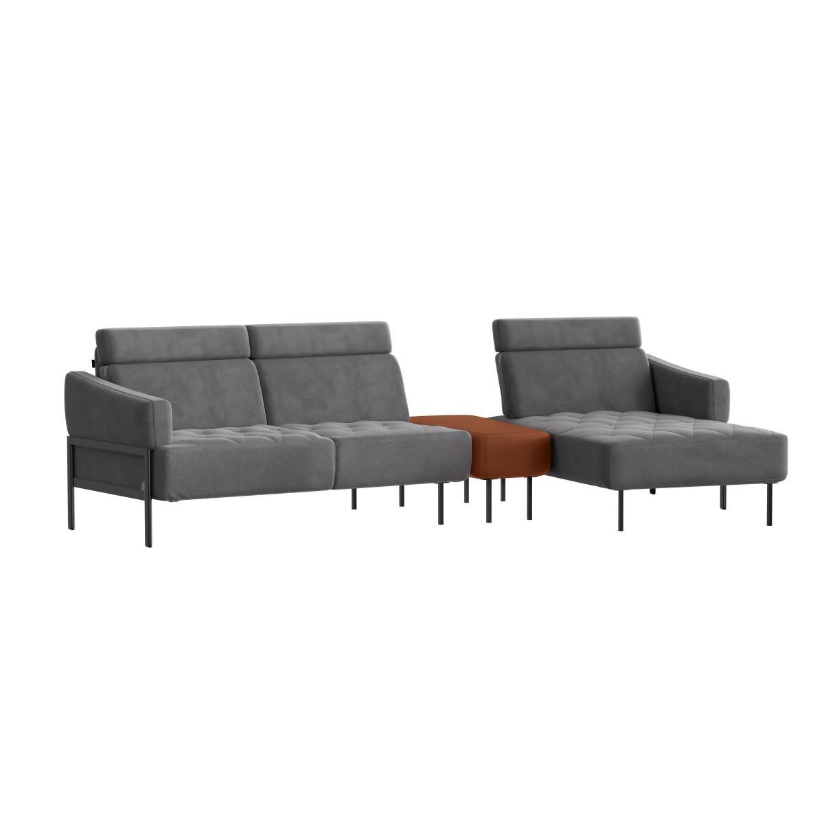 Nicoletti - Bellini Fabric Corner Chaise Sofa with Leather Console - Grey – image 8