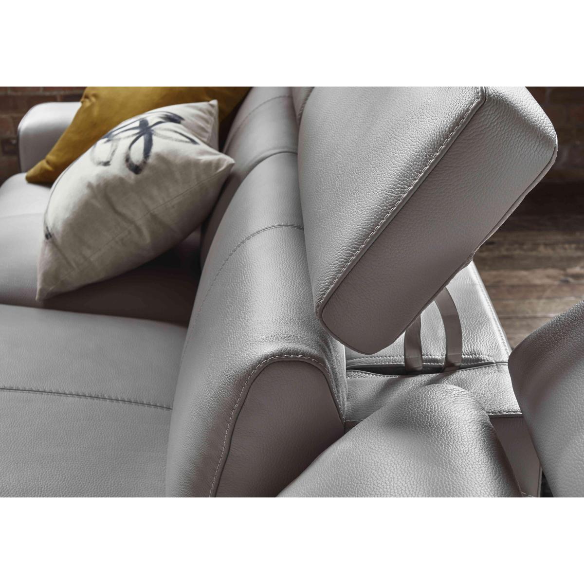 Xavier NC Leather Double Power Recliner Right Hand Facing Chaise End Sofa with Power Headrests - Sleet – image 6