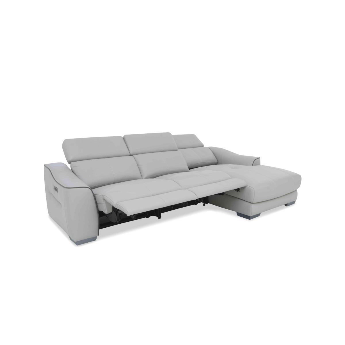 Xavier NC Leather Double Power Recliner Right Hand Facing Chaise End Sofa with Power Headrests - Sleet – image 9