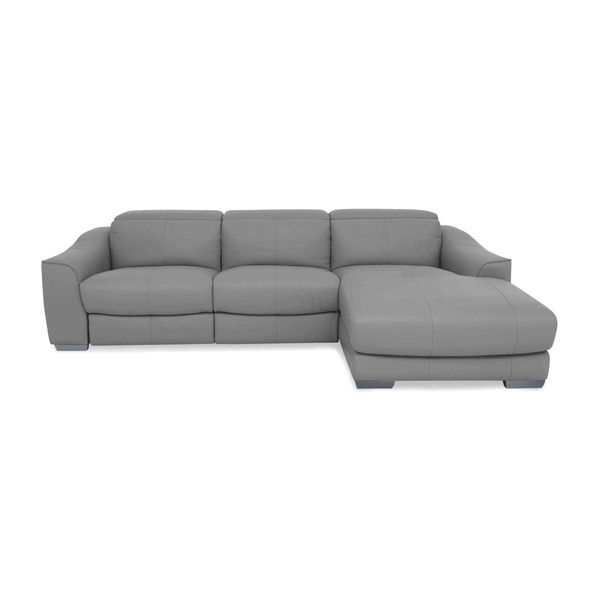 Xavier NC Leather Double Power Recliner Right Hand Facing Chaise End Sofa with Power Headrests - Sleet – image 1