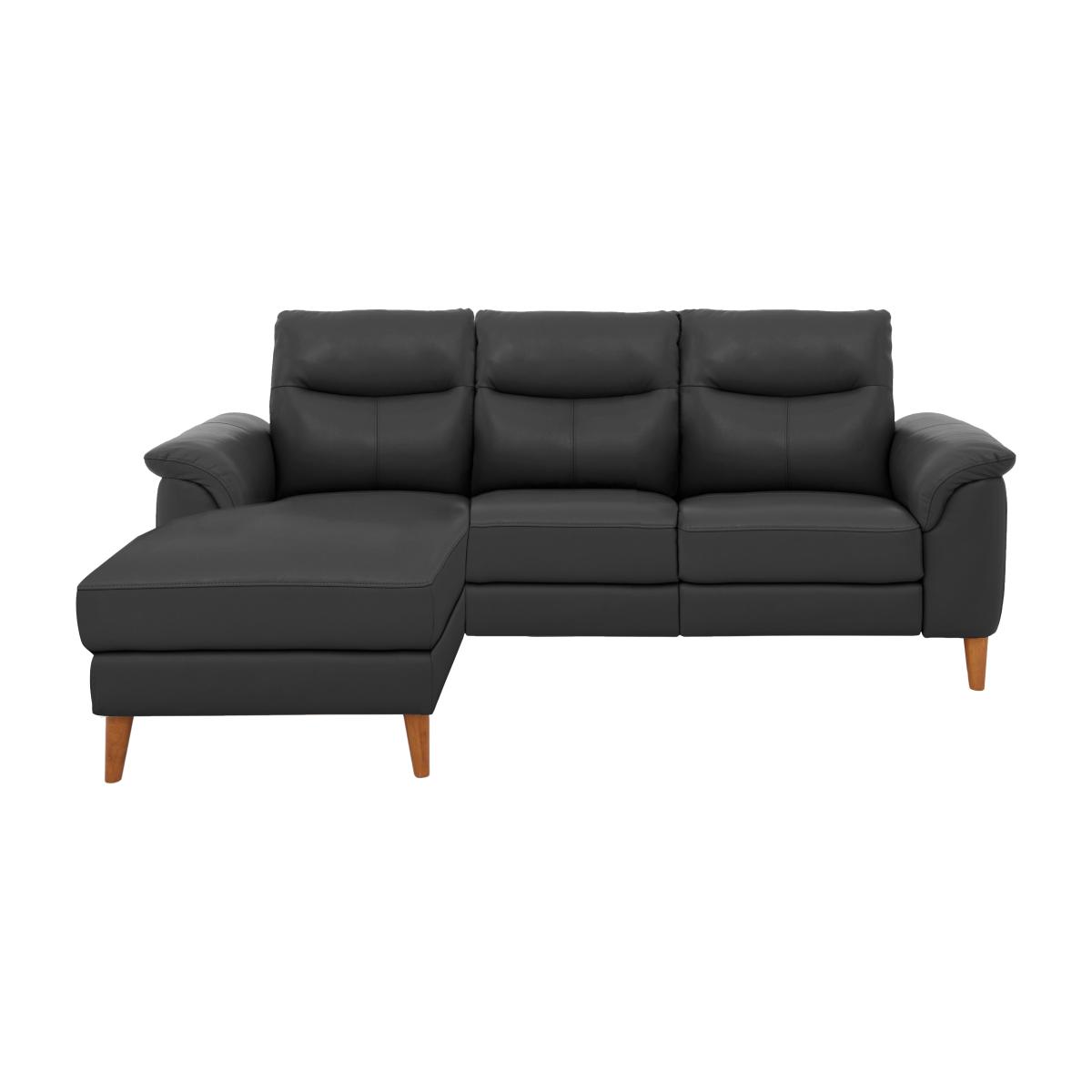 Morgan 3 Seater Leather Sofa with Chaise End - Grey – image 1