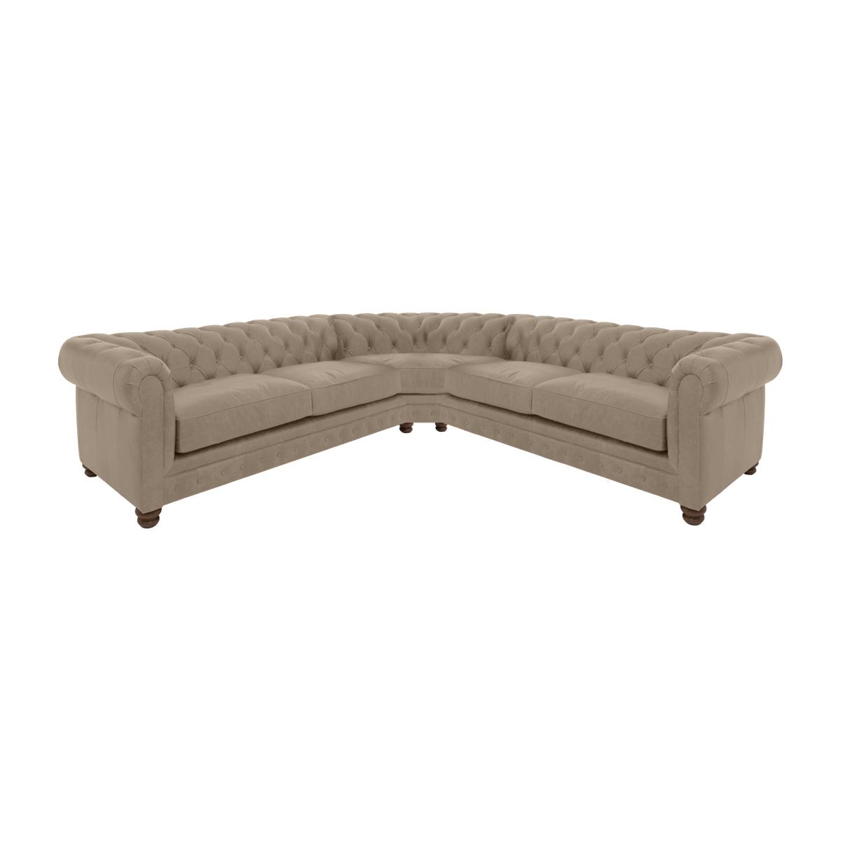 Alexander and James - Chesterfield Collection Hugo Large Leather Corner Sofa - Case Taupe - Dark Feet